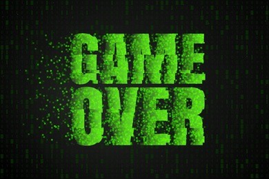 game over. the text on the video game screen. gaming vector illustration.
