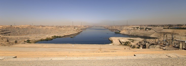 the modern retaining dam near "assuan" in egypt