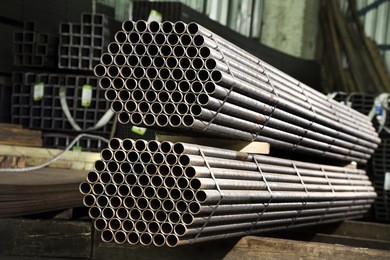 stainless steel tubes deposited in stacks