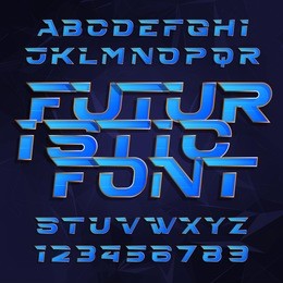futuristic alphabet vector font. effect type letters and numbers on a polygonal background. vector typeface for your design.