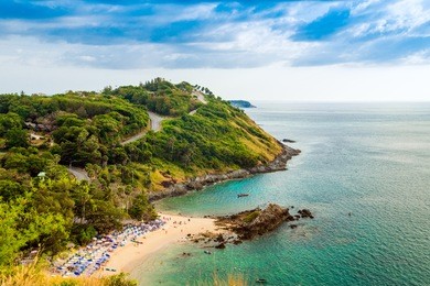 aerial view of kata beach, phuket, thailand