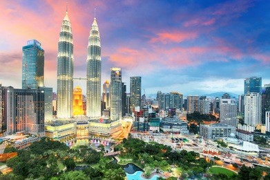 top view of kuala lumper skyline at twilight