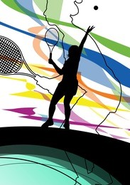 tennis players active sport silhouettes vector abstract background illustration