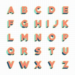 vintage 3d font, retro bold vector typeface, with pastel color