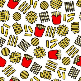 fries icons seamless pattern