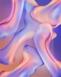 abstract gradient 3d liquid levitation bone shapes on a gradient background with halftone effect. futuristic poster