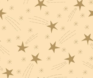 seamless pattern of flying stars. celebratory pattern with snowflakes and christmas star. vector illustration.