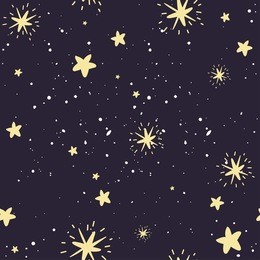 space stars background, night sky and stars seamless vector pattern. stars on the night sky. vector illustration.