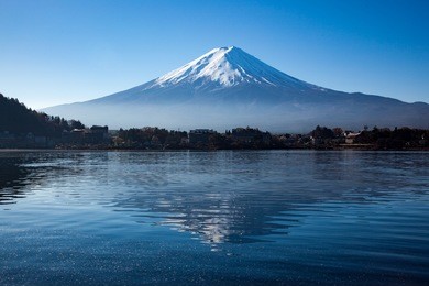 mountain fuji with reflection on the lake