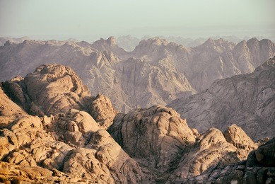 view from mount moses at mount sinai at dawn