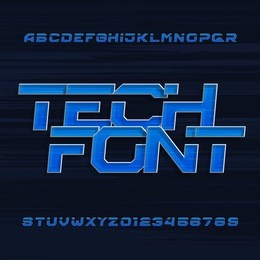 futuristic techno alphabet vector font. effect oblique type letters and numbers on a dark background. vector typeface for your design.