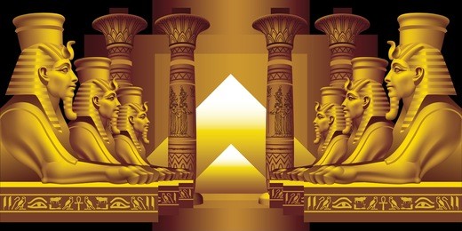 alley of sphinxes on a black background