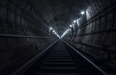 underground tunnel. railway in a subway tunnel
