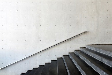 details of railing and stairs of a modern building