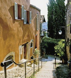 bar restaurant cafe in the main town square of haut de cagnes village nice hinterland alpes maritime provence cote d'azur france europe