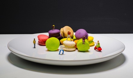macaron or macaroon is sweet meringue-based confection and miniature.