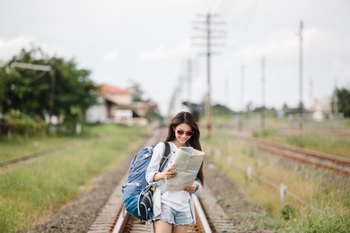 beautiful asia woman traveler,travel concept
