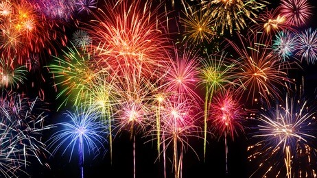 lively multi-colored fireworks on black background, ideal for new year, party or any celebration event