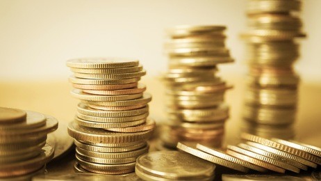 rows of coins for finance and banking concept