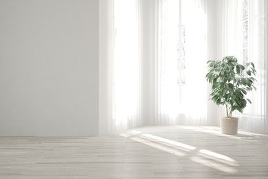 white empty room. scandinavian interior design. 3d illustration