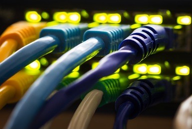 network cable connected to a hub