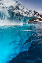 huge chunks of ice floating near brown bluff, antarctica