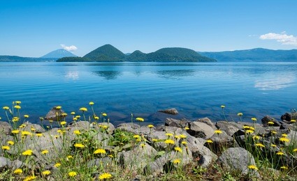 view landscape lake toya in toyako town,hokkaido,japan.