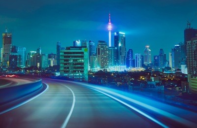 moving forward motion blur background,night scene