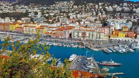 view of the harbour from the castle hill, nice, france