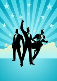 business concept illustration of the winning team