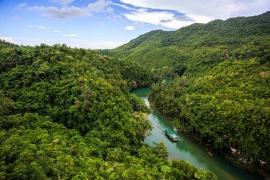 loboc river. phillipines, bohol.  view from cable car.