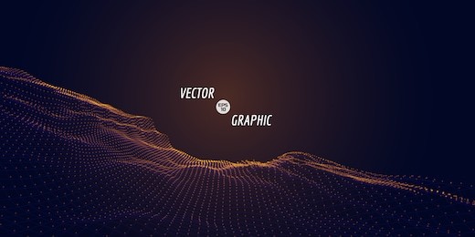 abstract digital landscape with flowing particles. cyber or technology background.vector illustration.