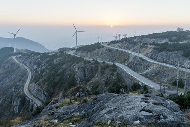 sunrise mountain windmill
