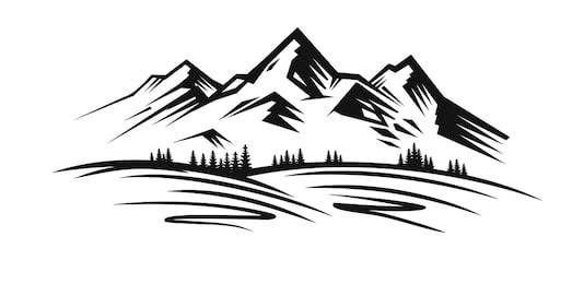 mountain and landscape vector black on white background