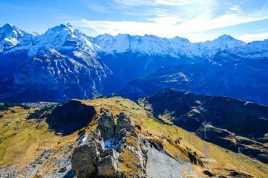 landscape view from the schilthorn mountain in switzerland