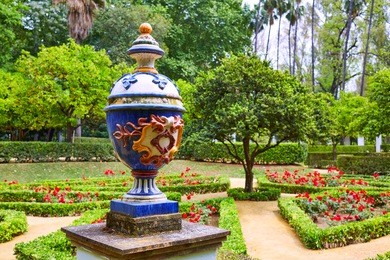 seville maria luisa park gardens in andalucia spain  exterior image shot from public park