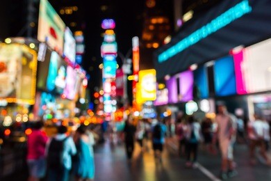 blurred, abstract (defocused) times square, new york city.