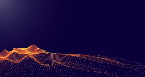 abstract digital landscape with flowing particles. cyber or technology background.vector illustration.