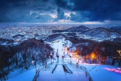 cityscape of sapporo at odori park, hokkaido, japan