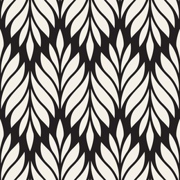 vector seamless pattern. monochrome ornament with stylized leaves. geometric stylish background. contemporary repeating texture. modern graphic design.