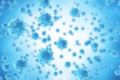 3d rendering virus, bacteria, cell infected organism, virus abstract background