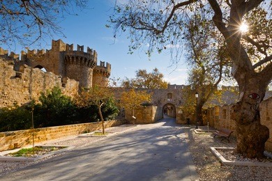 palace of the grand master in kollakio town quarter in the historic town of rhodes.