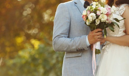 bride and groom on wedding day