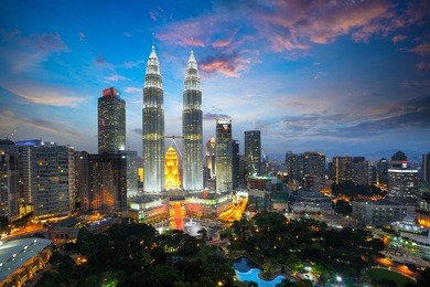 kuala lumpur skyline by night, kuala lumpur malaysia