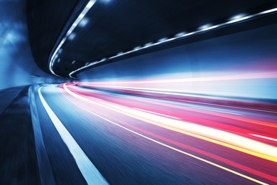 light trail in tunnel
