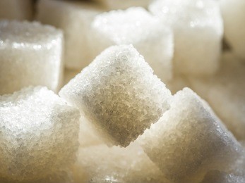 close up shot of white refinery sugar.