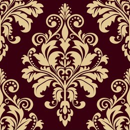 floral pattern. wallpaper baroque, damask. seamless background. gold and black red ornament.