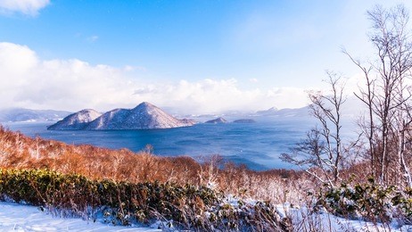 lake toya in hokkaido winter.
