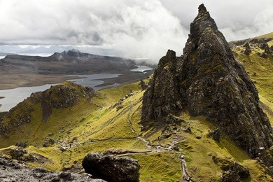 old man of storr -  a large pinnacle of rock, part of the rocky hill called the storr on the trotternish peninsula of the isle of skye, scotland.