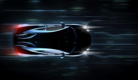 high speed black sports car - futuristic concept (with grunge overlay) - 3d illustration